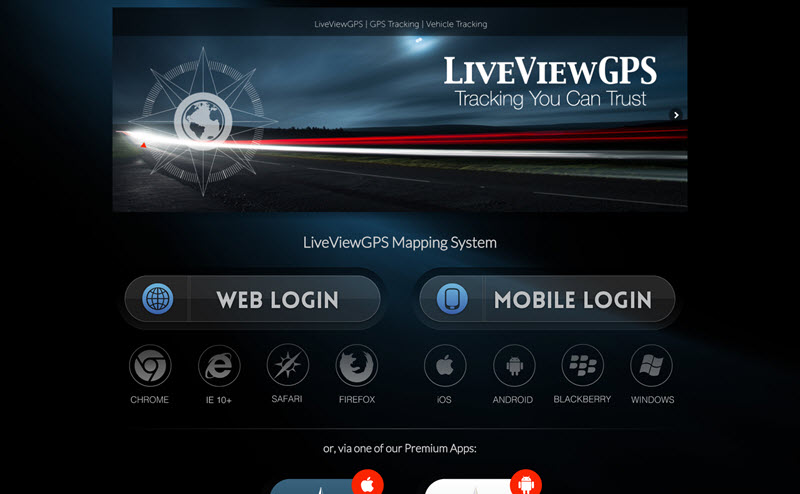 Live Trac web portal located at live.liveviewgps.com