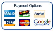 Payment methods visa, mastercard, discover, amex, paypal, google checkout