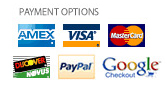 We Accept AMEX, Visa, MC, Discover, Paypal & Google Checkout