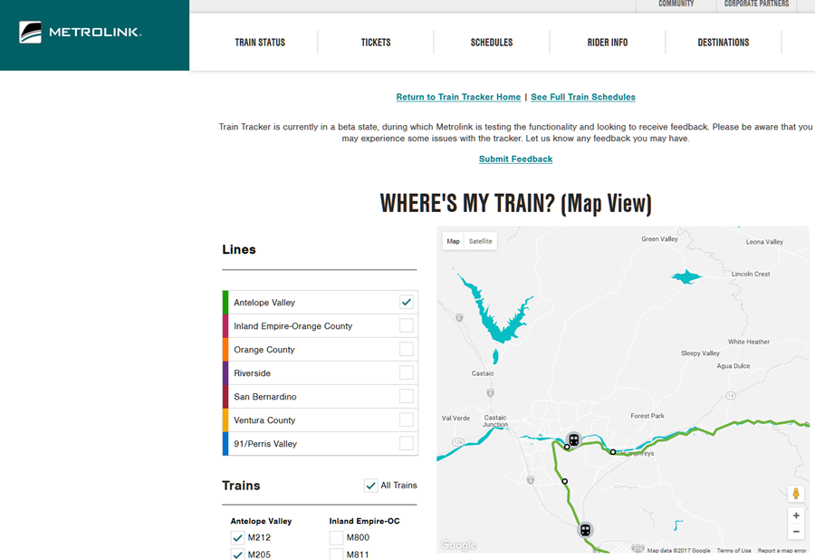 Metrolink Launches New site Using GPS Tracking for its Trains Live