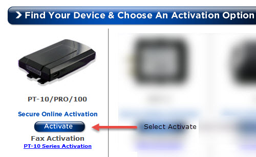 Select PT-10 from devices on screen, complete secure form