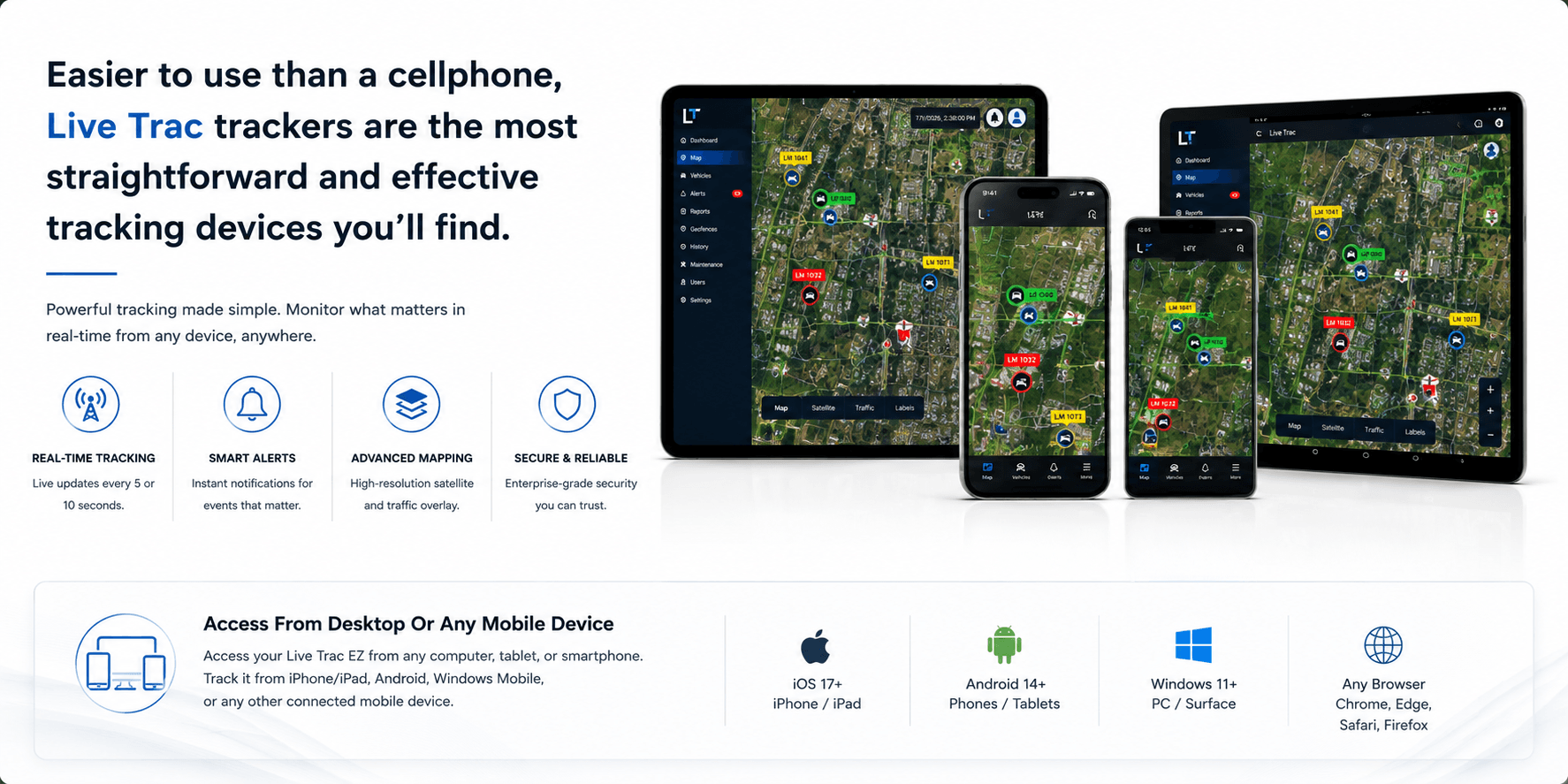 Access the Live Trac GPS tracking platform from any computer or mobile device